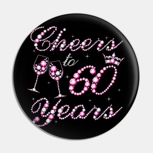 Cheers To 60 Years 1962 60th Birthday Queen Pink Diamond Pin