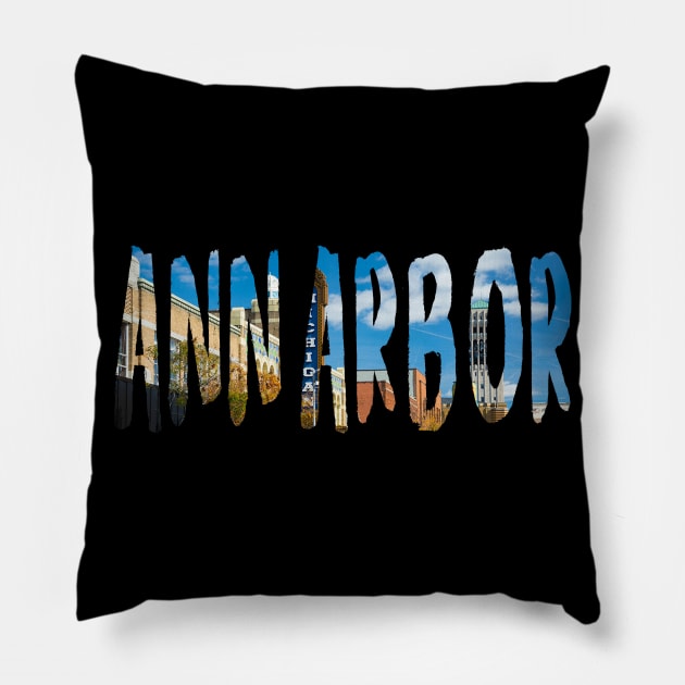 Ann Arbor Silhouette Pillow by swiftscuba