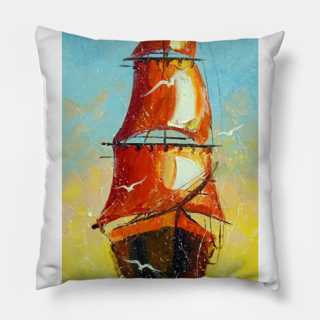 Scarlet sails Pillow by OLHADARCHUKART