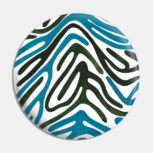 Zebra Print - Blue and Forest Green Pin by ToiledeLina