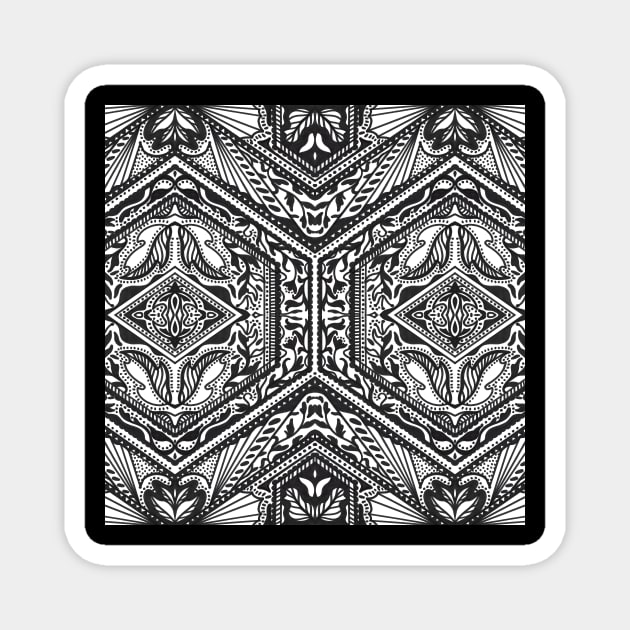 Black and White Hexagon Geometry Magnet by Carolina Díaz