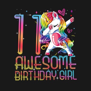 11th Birthday Girl 11 Years Old Awesome Unicorn Dabbing Bday T-Shirt