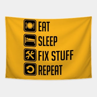 Eat Sleep Fix Stuff Repeat Tapestry