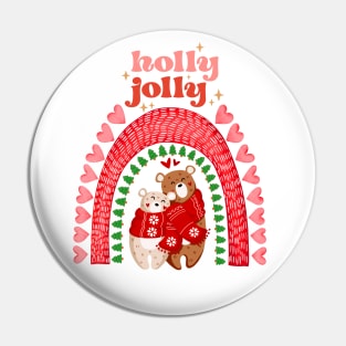 Holly Jolly Merry Christmas Boho Rainbow Pin