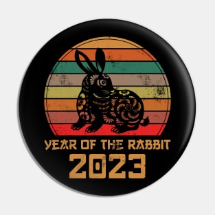 Year of the Rabbit 2023 - Retro Sunset Chinese New Year Pin