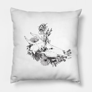 Floral Deer Skull Pillow