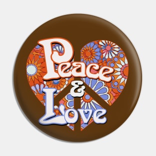 Retro Peace and Love Vintage Heart Pin