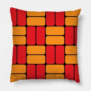 Orange and Red Patterned Block Design Pillow