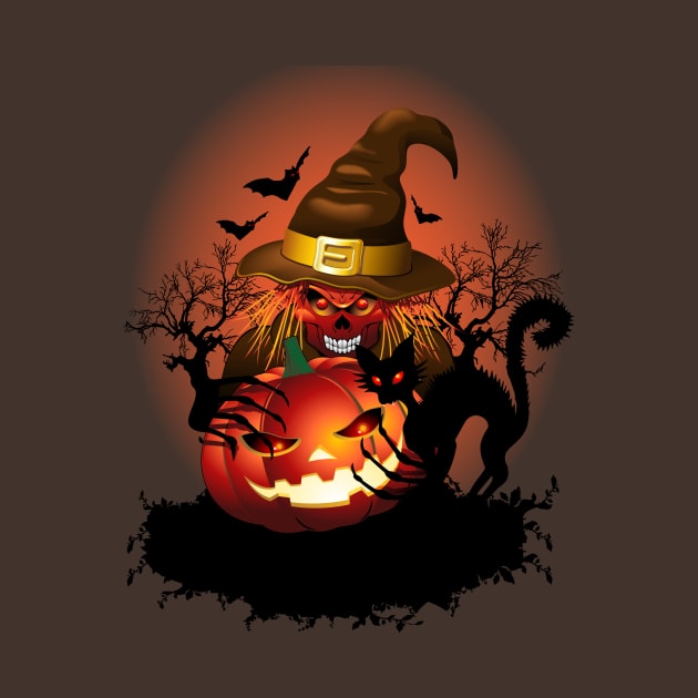 Skull Witch Creepy Halloween by BluedarkArt