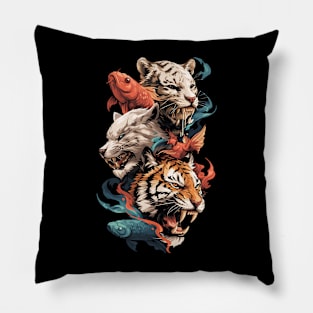 big cats and koi fish Pillow