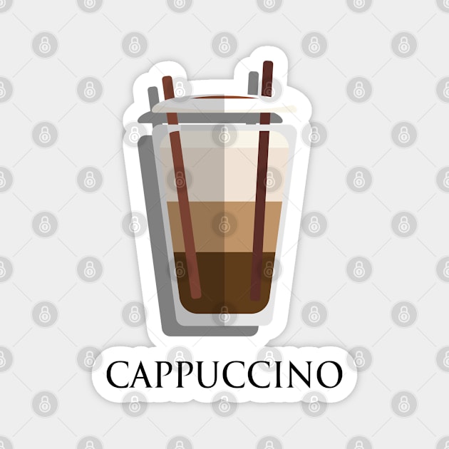 Iced Cold Cappuccino coffee front view flat design style Magnet by FOGSJ