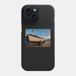 Fisheye view of crab fishing boat on Cromer beach Phone Case