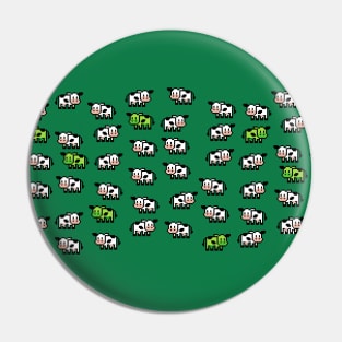 Cute Green Cow Lover Pixel Art Pin