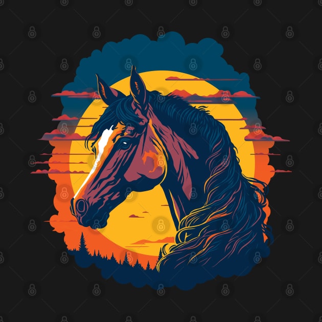 Colorful Horse Portrait Graphic Design by TMBTM