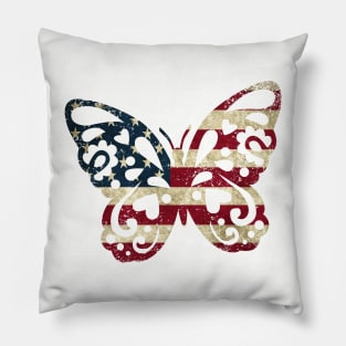 American Flag Butterfly Pillow