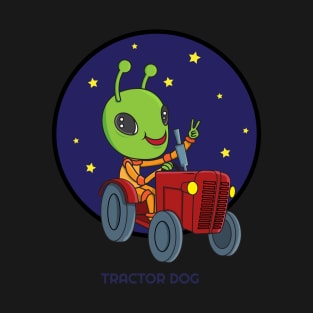 Alien Space Man Driving a Tractor T-Shirt