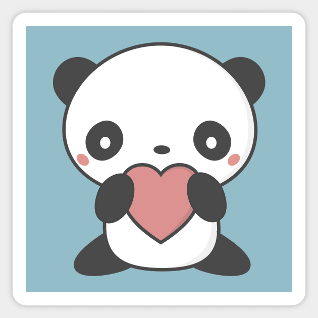 Kawaii Cute Panda With Heart - Panda - Sticker