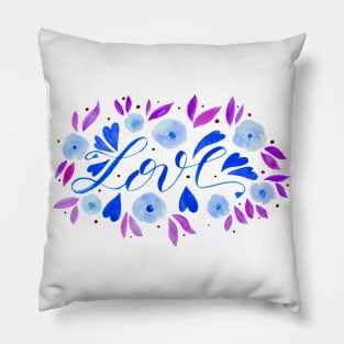 Love and flowers - blue and purple Pillow