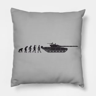 The comic evolution of a man into a T-72 tank Pillow