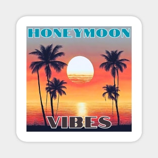 Honeymoon Vibes Palm Vintage Sunset Magnet