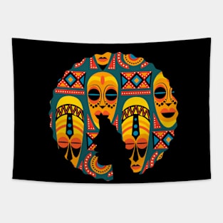 Afro Hair Woman with African Pattern, Black History Tapestry