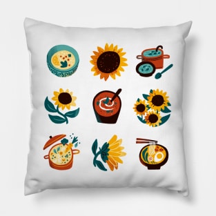 Soup and Sunflowers Pillow