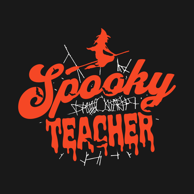 Cute Halloween Spooky Teacher Orange and Black School Halloween Witch by SLAG_Creative