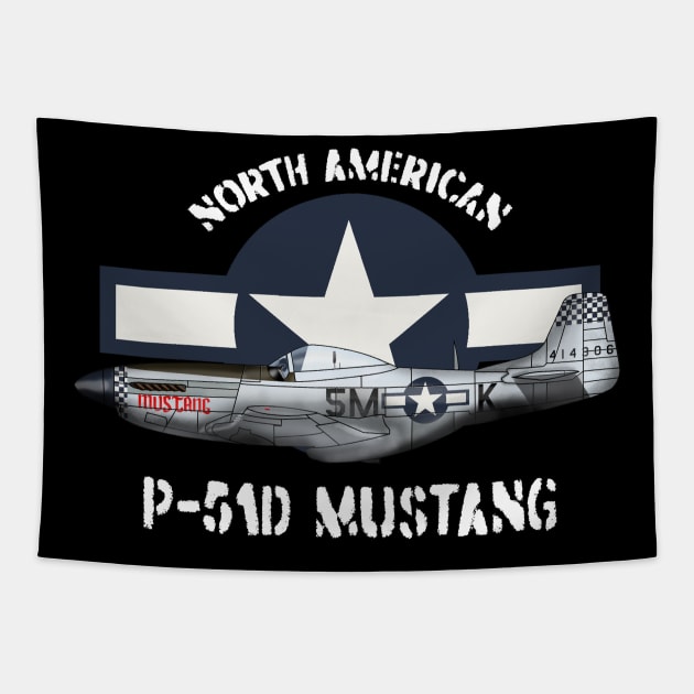 North American P-51D Mustang Tapestry by BearCaveDesigns