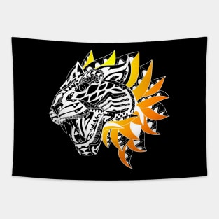 white tiger in flames ecopop Tapestry