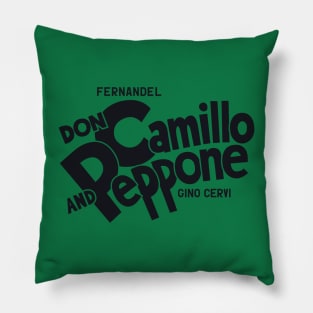 Don Camillo and Peppone Typography Design - Classic Italian Cinema Art Pillow