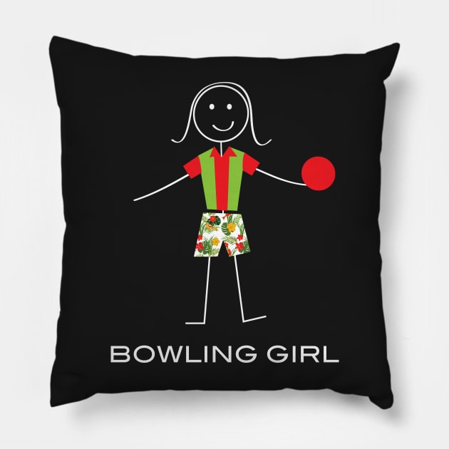 Funny Womens Bowling Illustration Pillow by whyitsme