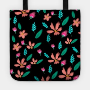 Beautiful Crayons Hand Drawn Flower Pattern Background Seamless Tote