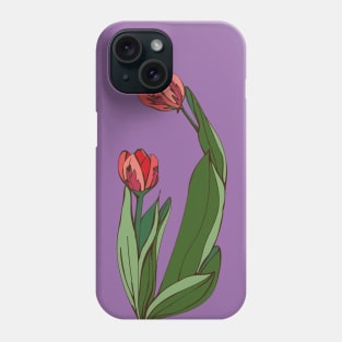 Botanical illustration of the plant tulips Phone Case