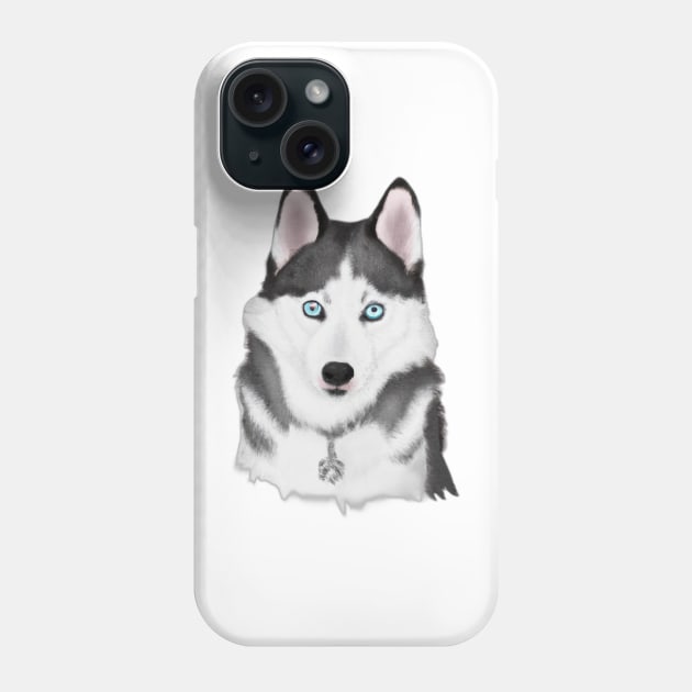 Cute Husky Drawing Phone Case by Play Zoo