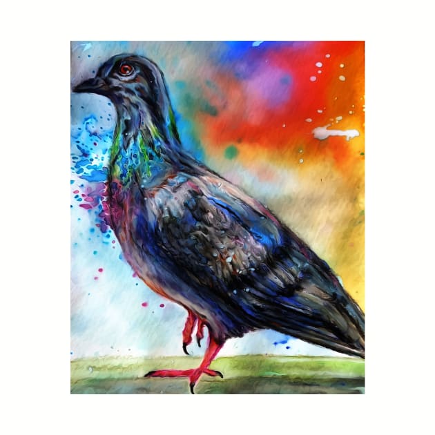 Colorful Pigeon by candimoonart