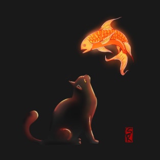 Cat and glow fish T-Shirt