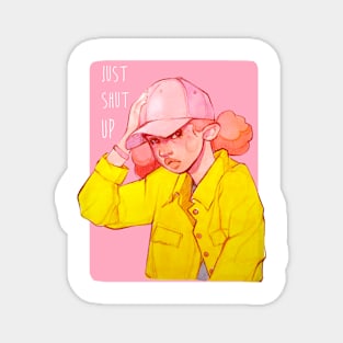 Pink girl illustration Magnet