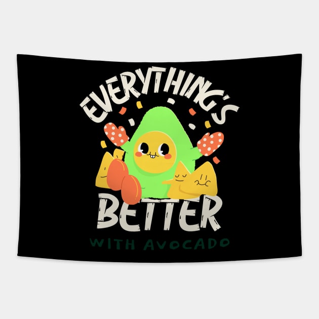 Happy Avocado Tortilla Chips Cool Avocado Tapestry by TV Dinners