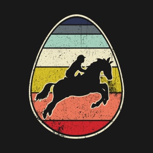 Retro Vintage Equestrian Player Easter Eggs Family Kids T-Shirt