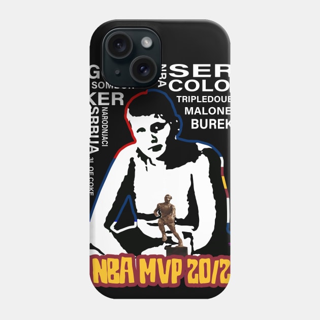 Nikola Jokic as kid with MVP trophy with words collage Phone Case by vlada123