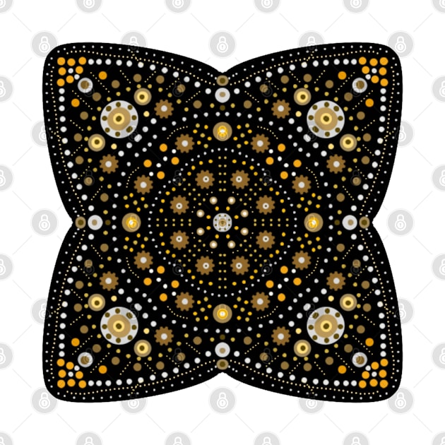 Square Pointed Mandala Yellow-Brown-White by GermainArtistry