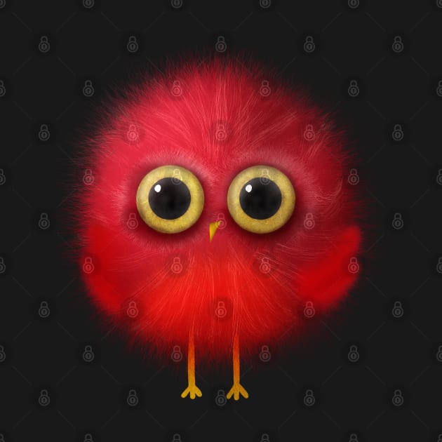 Cute Red Fuzzy Bird by StephersMc