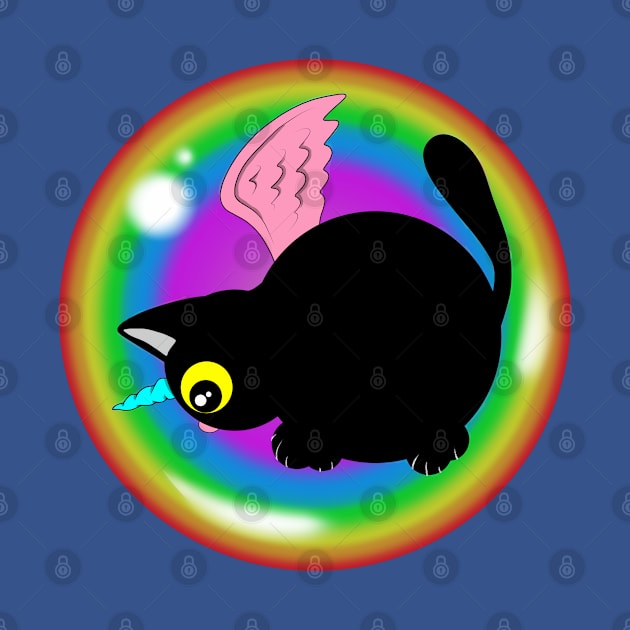 Kitty in rainbow bubble by MelanieJeyakkumar