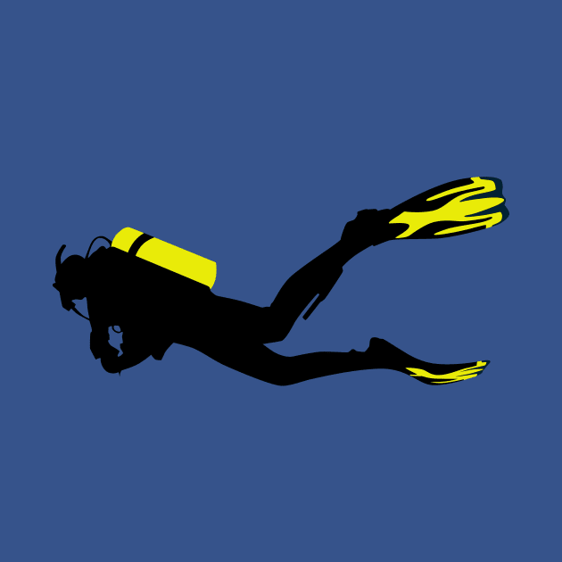 Sport stylized - diver with diver bottle and fins by Quentin1984