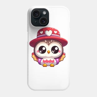 Copy of Cute Kawaii Valentine's Owl with a Hearts Hat Phone Case