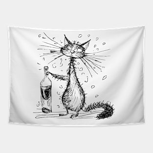 Alcohol Cat Tapestry