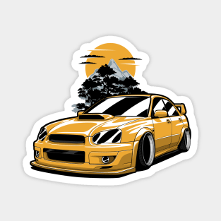 Yellow Impreza WRX STI JDM Mountains Stance Magnet