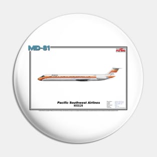 McDonnell Douglas MD-81 - Pacific Southwest Airlines (Art Print) Pin