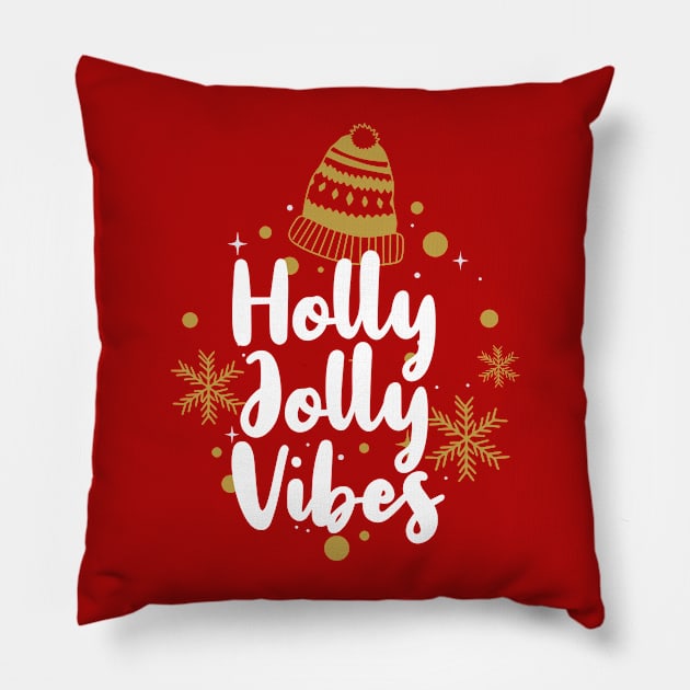 Holly Jolly Vibes Pillow by TayaDesign