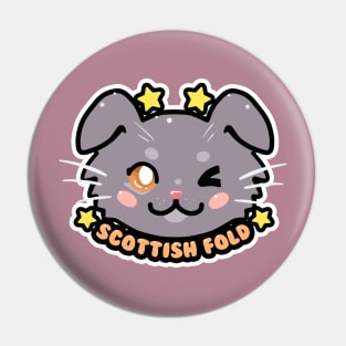 KAWAII Chibi Scottish Fold Cat Face Pin